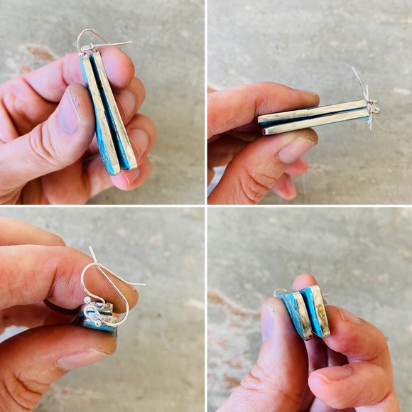 SOLD ♥️ Native American ♥️ Veronica Tortalita Sterling & Turquoise Earrings - Picture 5 of 7
